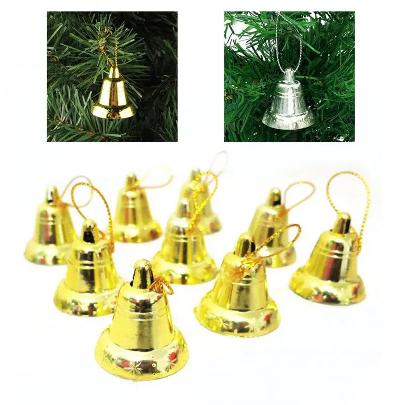 9 шт./лот 30 мм Металл золотой серебряный колокольчик елки Декор поставки колокол