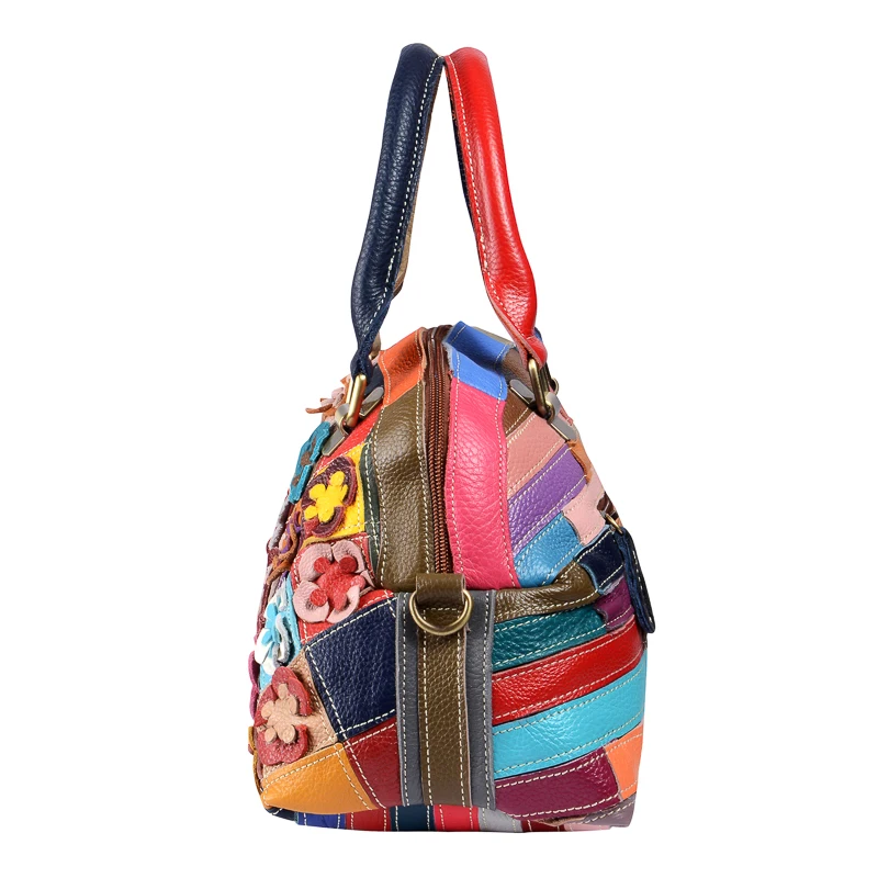 Винтажная дамская сумочка San Maries в стиле пэчворк с цветами сумка из натуральной