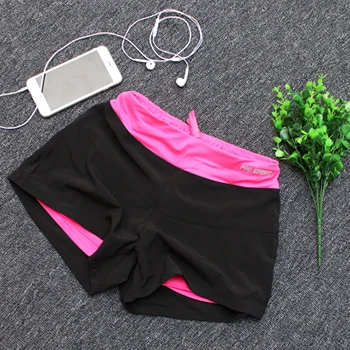 hot pink Женские быстросохнущие двухслойные спортивные шорты для йоги, спорта на открытом воздухе, фитнеса, спортзала, шорты для бега и йоги - Цвет: hot pink