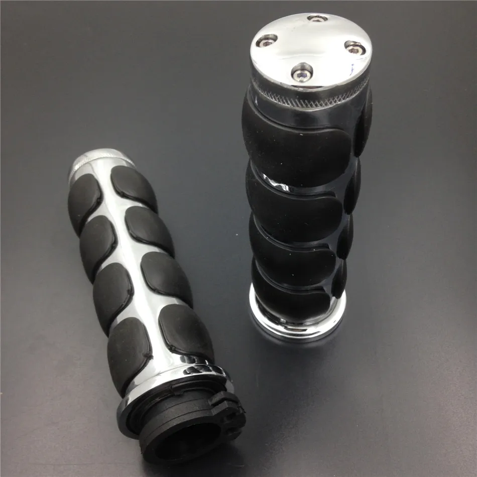 

Aftermarket free shipping motorcycle accessories CHROMED lat Top 1" 25mm Rubber Handlebar Grip for Harley Chopper Bobber Touring