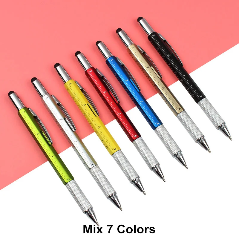 Mix 7 Colors 7 шт./лот GENKKY шариковая ручка избыточное значение удобный Tech Инструмент, шариковая ручка отвертка линейка спиртовой уровень Многофункциональный - Цвет: Mix 7 Colors
