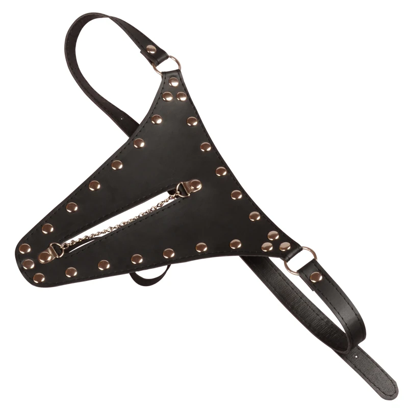 Регулируемые кожаные трусы из искусственной кожи с заклепками женские открытые