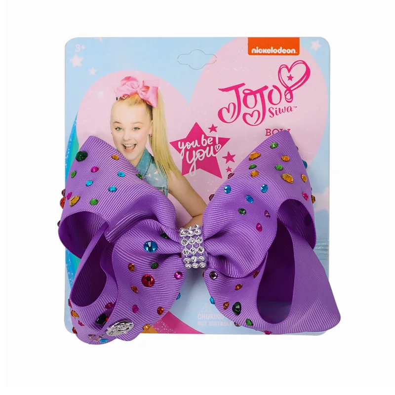 " Pretty Jojo Siwa со стразами для девочек с зажимами для принцессы Jojo банты бант ручной работы украшение для волос вечерние сувениры - Цвет: 7