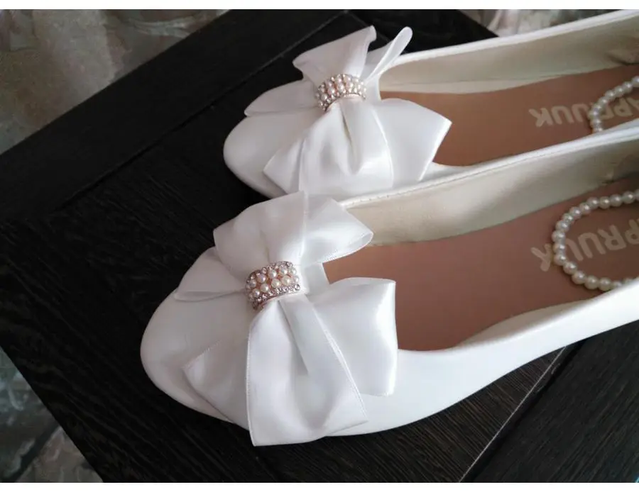Атласные свадебные туфли с бантом для женщин милые романтические ручной работы