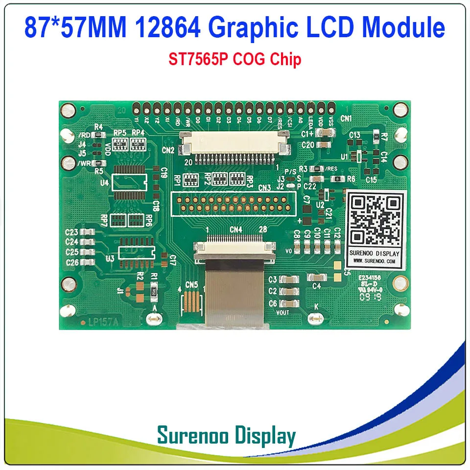 2," 87*57 мм 12864 128X64 графический COG lcd модуль дисплей экран LCM встроенный ST7565P, поддержка последовательного SPI