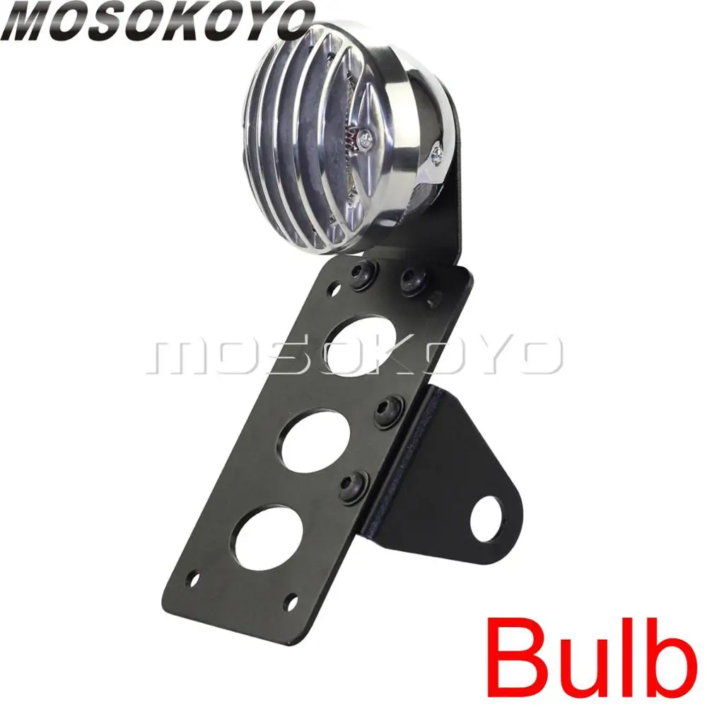 Bulb-polish clear Черный гриль задние габаритные огни мотоцикла светодиодный стоп-светильник " x 4" номерной знак держатель номерного знака для Harley Chopper Кафе Racer - Цвет: Bulb-polish clear