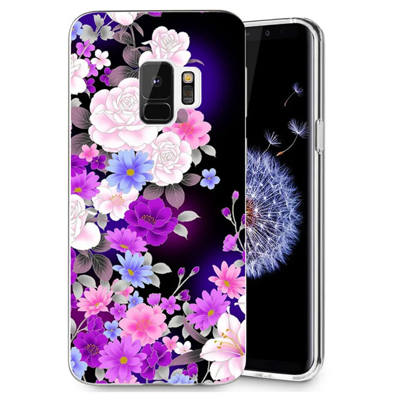 Для Samsung Galaxy S9 S9Plus S8 Plus S7 edge J720 A3 A5 2016 2017 TPU цветной мягкий чехол с цветочным узором