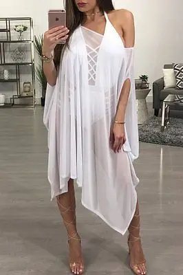 Women Swimwear Beachwear Bikini Set Cover-Ups Solid Color Beach Wear Ladies Summer Dress | Женская одежда