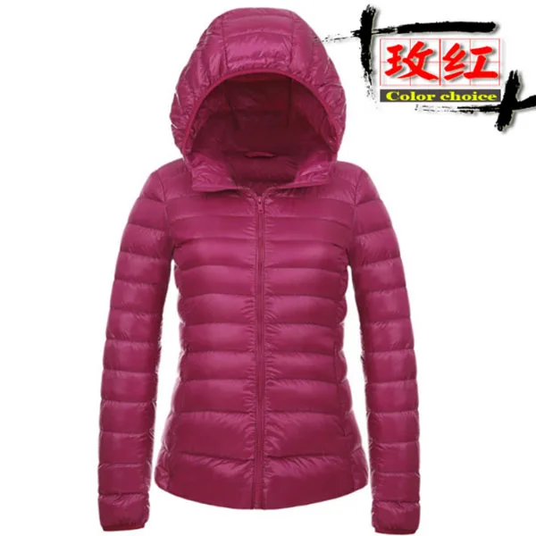 

women Autumn Winter short 95% White duck down Hooded down jacket lady UltraLight Down Jackets Coat Long Sleeve Slim Warm Parka