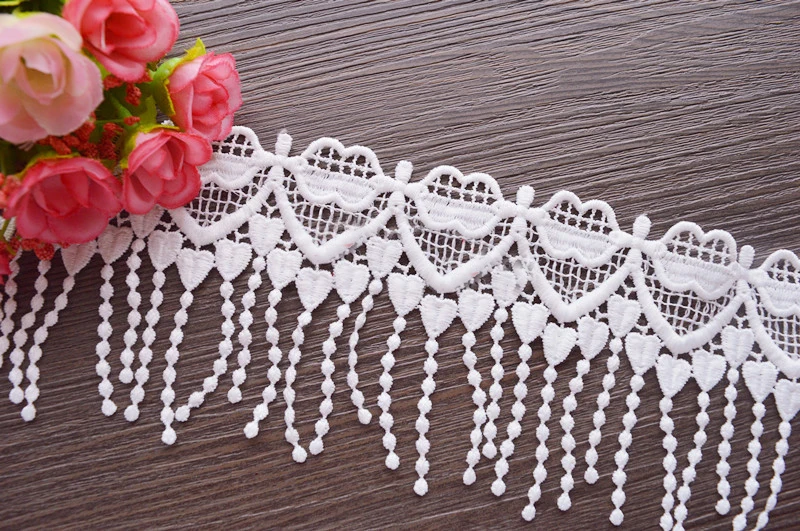 

black/ivory 5 yard 8.5cm 3.34"wide milk silk tassel fringe embroidered tapes lace trim ribbon clothes fabric N1147080QL4K30