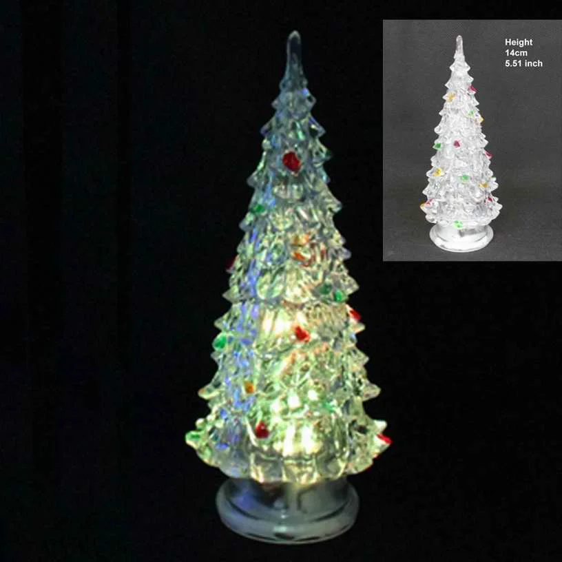14cm tree 8 шт. светильник акриловый орнамент с рождественской елкой Рождественское украшение меняющий цвет светодиодный светильник Рождественский праздничный орнамент подарки - Цвет: 14cm tree