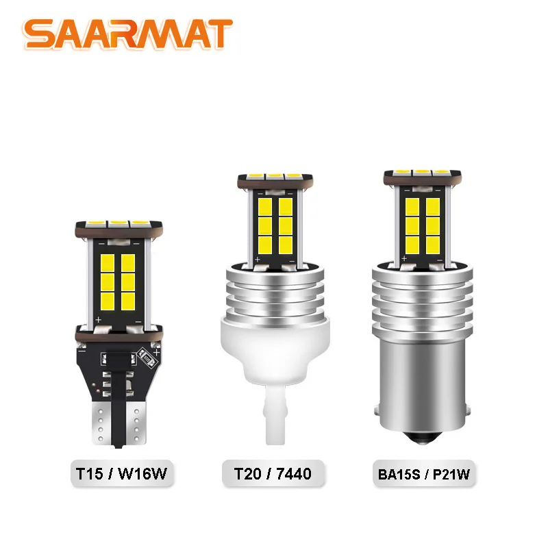 

SAARMAT 2*Pieces Led 1156 ba15s p21w bulbs T15 w16w T20 7440 w21w car reverse lights lamp High Power 15smd auto Backup Light 12V