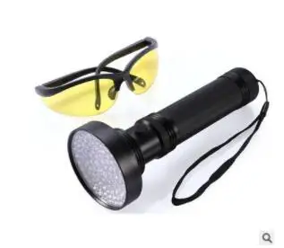 100 uv w glasses Светодиодный, черный светильник, УФ-вспышка, светильник светодиодный, мощный, ультрафиолетовый, черный светильник, детектор пятен для домашних животных, детектор мочи, фиолетовый, УФ-светильник фонарь - Испускаемый цвет: 100 uv w glasses