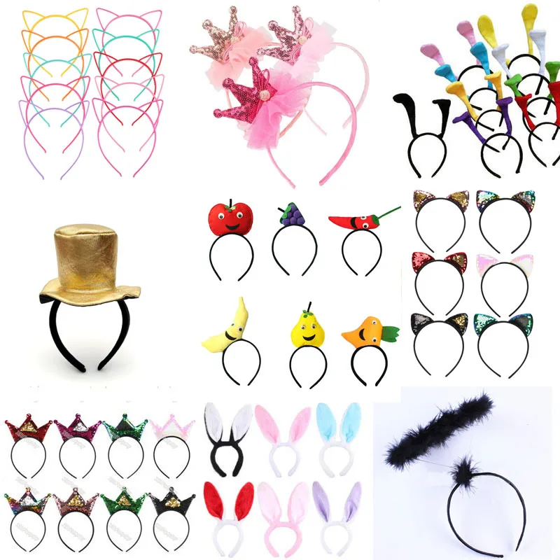 

Женский головной убор для девочек и мальчиков, корона с животными, резинки для волос с блестками, резинки в стиле ретро, аксессуары для волос...