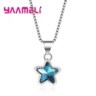 Изящные ожерелья с подвеской из стерлингового серебра 925 пробы с цепочкой в коробке, блестящие синие кристаллы CZ, звезды, дизайн, подарок, ювелирные изделия с чокерами