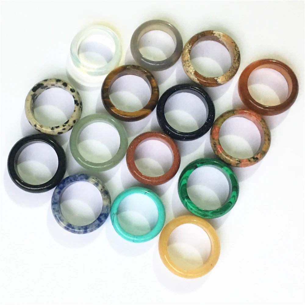 Обручальные кольца с натуральным камнем оникс опал тигровый глаз 10 шт. 8 мм 18 |