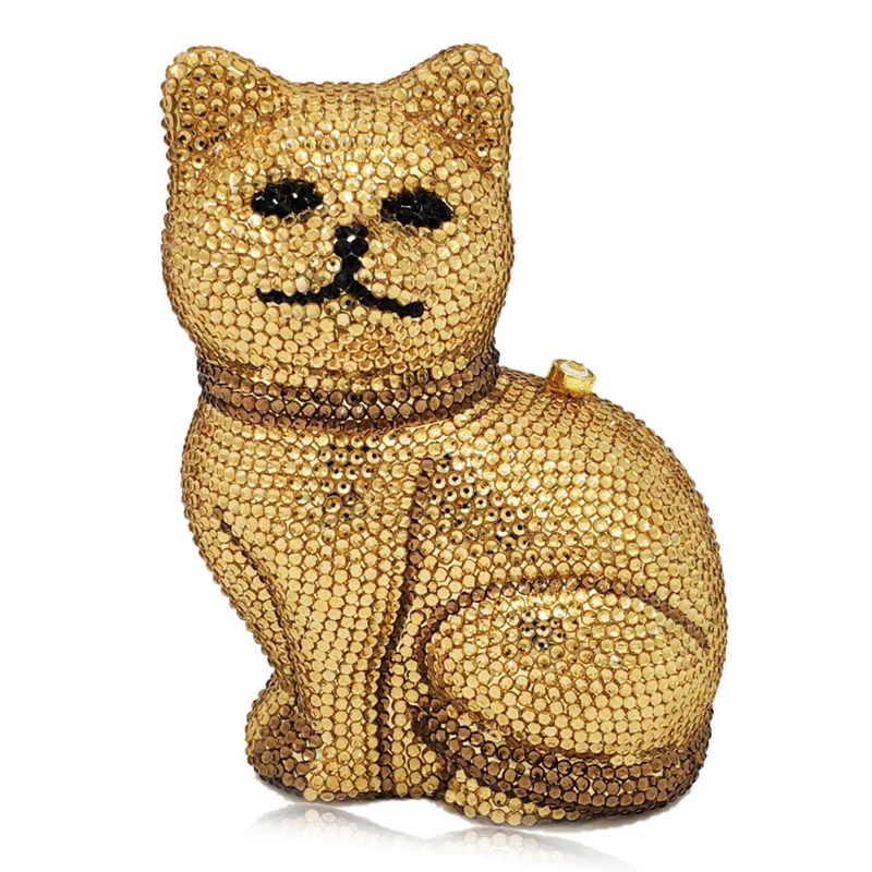 

2019 New Arrival Silver Diamond Women Party Purse Fashion Cat Shape Ladies Crystal Evening Clutches Bag Female Mini Minaudiere