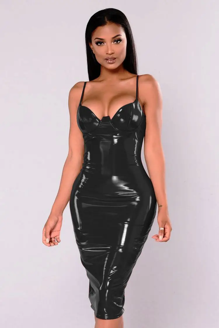 4XL 5XL 6XL размера плюс, платье из искусственной кожи, сексуальное, с разрезом, облегающее, кожаные платья, высокая талия, вечерние, Клубное платье, миди, Vestidos Ddlg