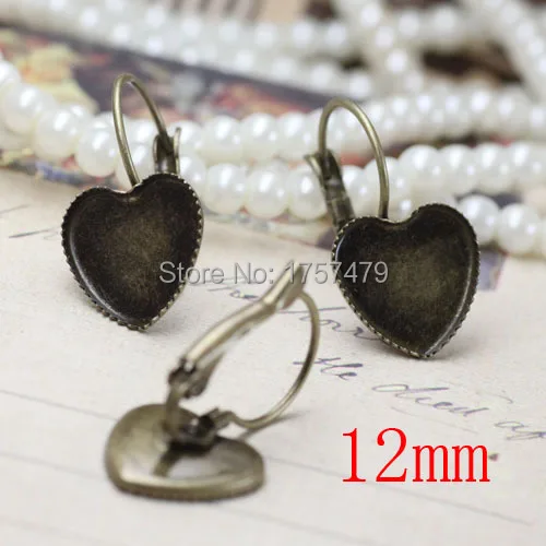 Бесплатная доставка! 200 шт. основа для сережек в форме сердца-латунный античный