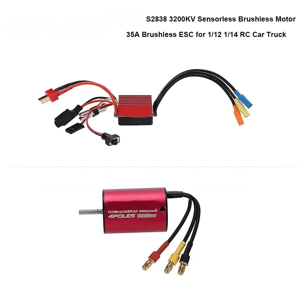 Бесщеточный двигатель S2838 3200KV бесщеточный и комплект ESC 35A для 1/12 1/14 RC части