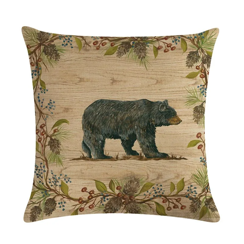 JAYQUERING Rural Trendy Bear Deer Animal Vintage Pillowcase 2019 New Design Flax High Quality Bedding Home Textile Products E482 | Дом и сад