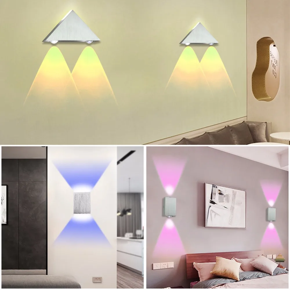 

Led Wall Lamp 2W 4W6W Modern Sconce Stair Light Fixture Living Room Bedroom Bed Bedside Indoor Home Hallway Loft Silver 85-265V