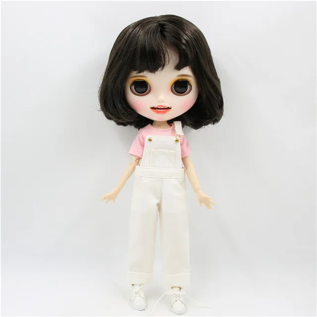 1/6 bjd завод blyth кукла короткие черные волосы, новое матовое лицо с зубами, белая кожа сустава тела 30 см BL950 - Цвет: doll clothes shoes