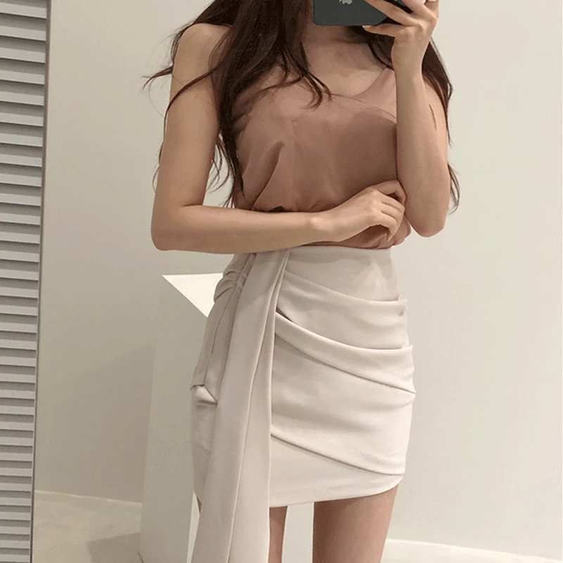 Женская облегающая мини юбка со шнуровкой и высокой талией 2019|Женские юбки| |