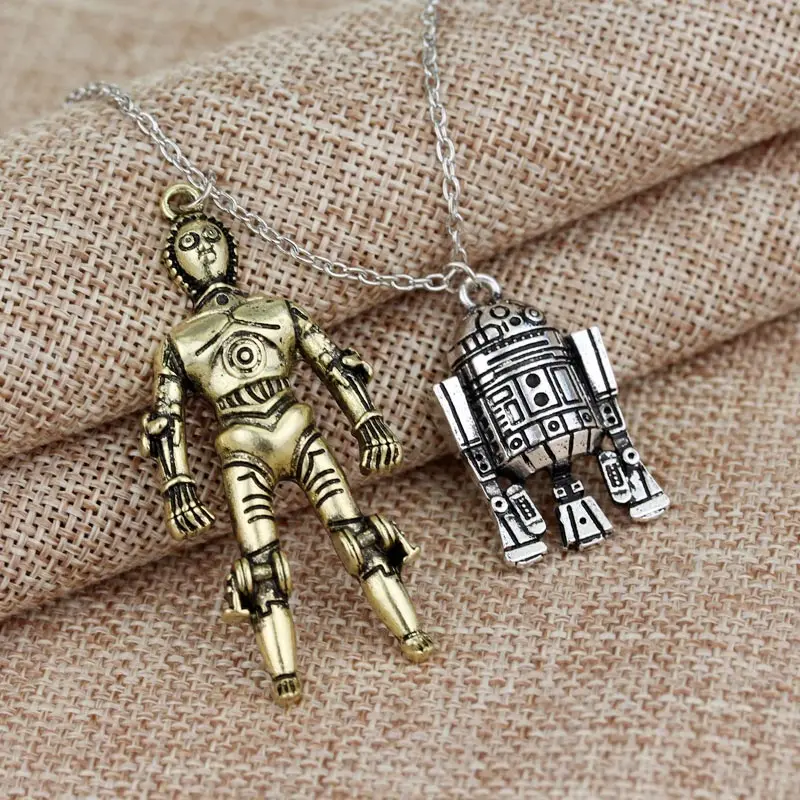 Фильм ювелирные изделия Звездные войны R2D2 и C-3PO роботы Звездные войны чокер винтажные ожерелья с подвесками высокого качества сплав аксессуары - Окраска металла: R2D2 and C3PO