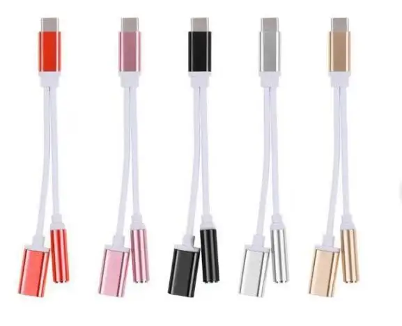 20 шт. мини 2 в 1 USB Type C до 3 5 мм разъем AUX для наушников аудио сплиттер адаптер кабель