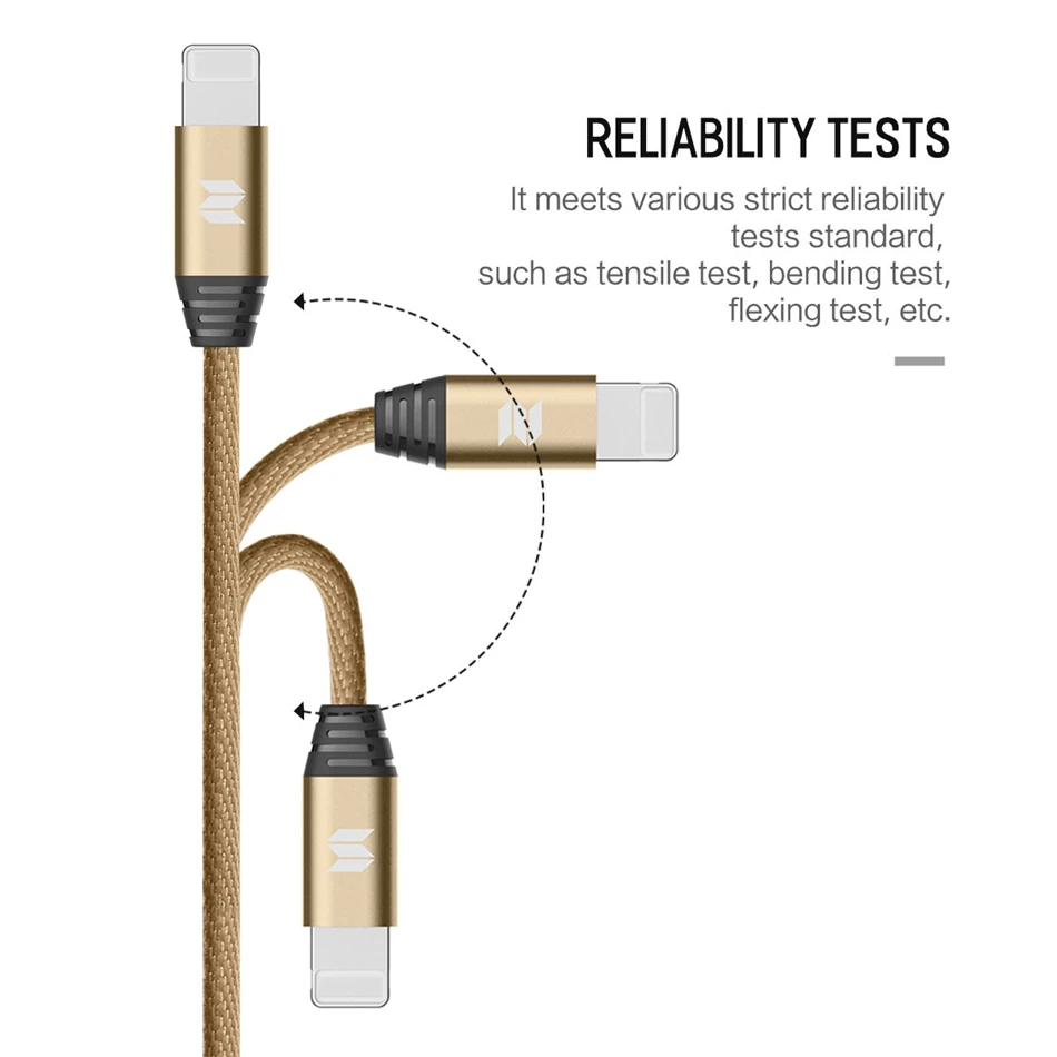 ROCK type c для освещения iPhone кабель металлический 1 м для Lightning USB C кабель для передачи данных для iOS 8 9 10 11 нейлоновый плетеный шнур для зарядки
