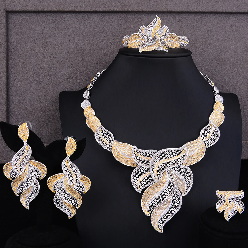 Роскошные нигерийские ювелирные украшения GODKI в виде перьев и листьев для женщин