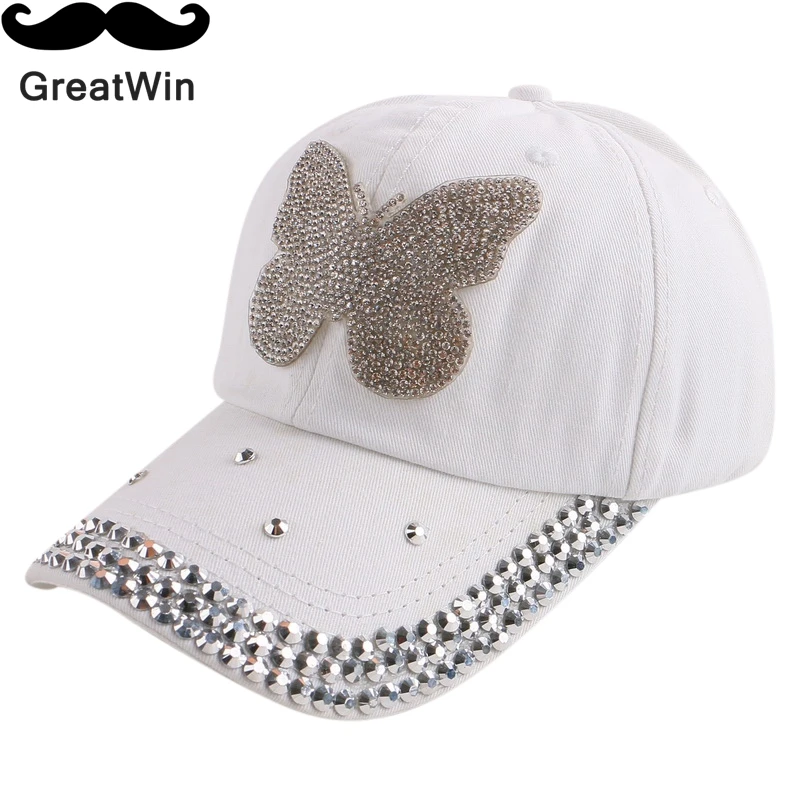 Новый дизайн Женская модная бейсболка на заказ ручной работы со стразами бабочка