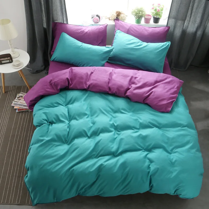 Комплект постельного белья из 3 предметов/4 предметов зеленый фиолетовый