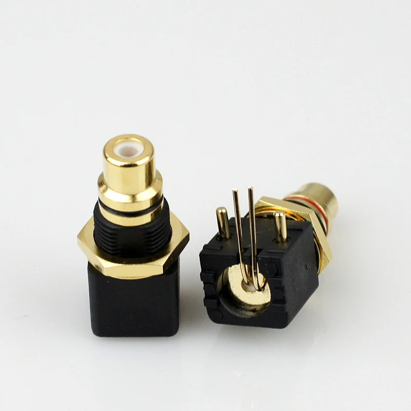 2 шт. HIFI медь позолоченный RCA терминал Женский Джек гнездо разъема ПП аудио терминал штекер 90 градусов сварочная пластина