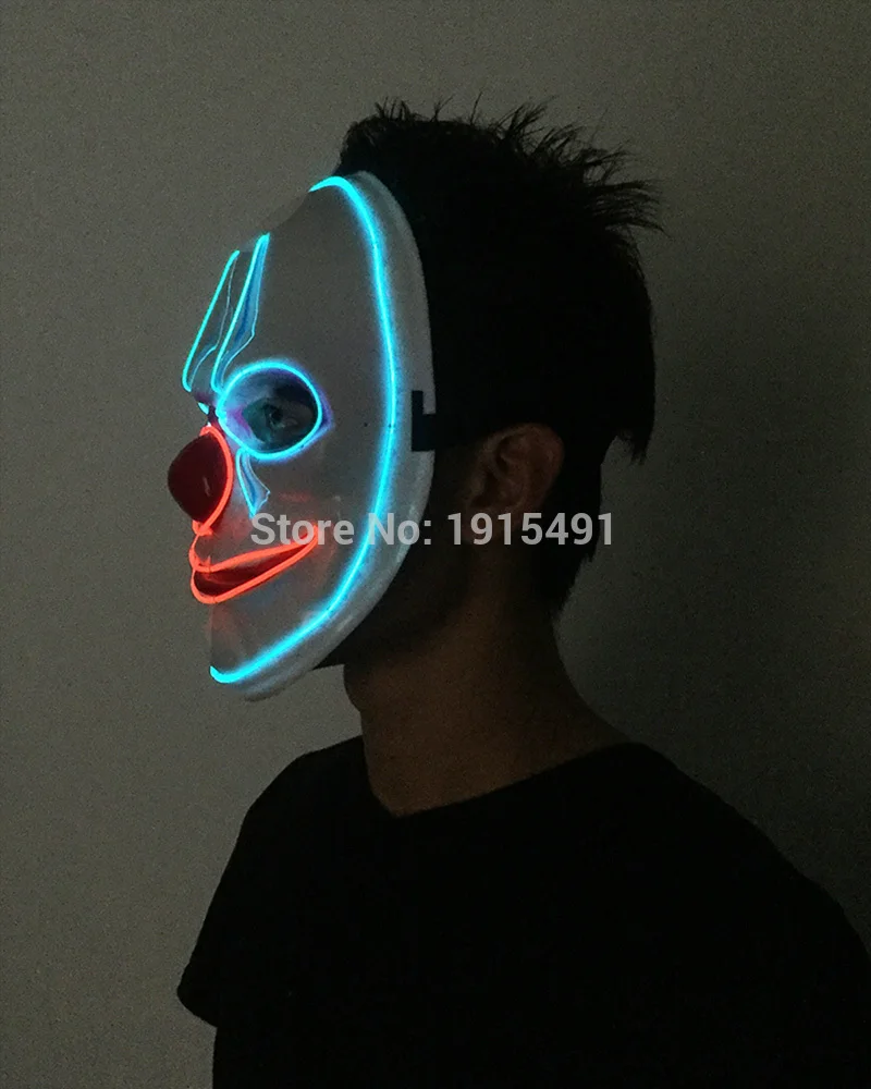 DC3V маска в форме клоуна для пожилых людей неоновая Светодиодная лента костюм