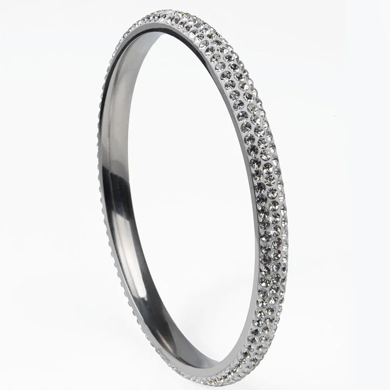 Высококачественный Браслет из нержавеющей стали с кристаллами в 3 ряда 10 цветов