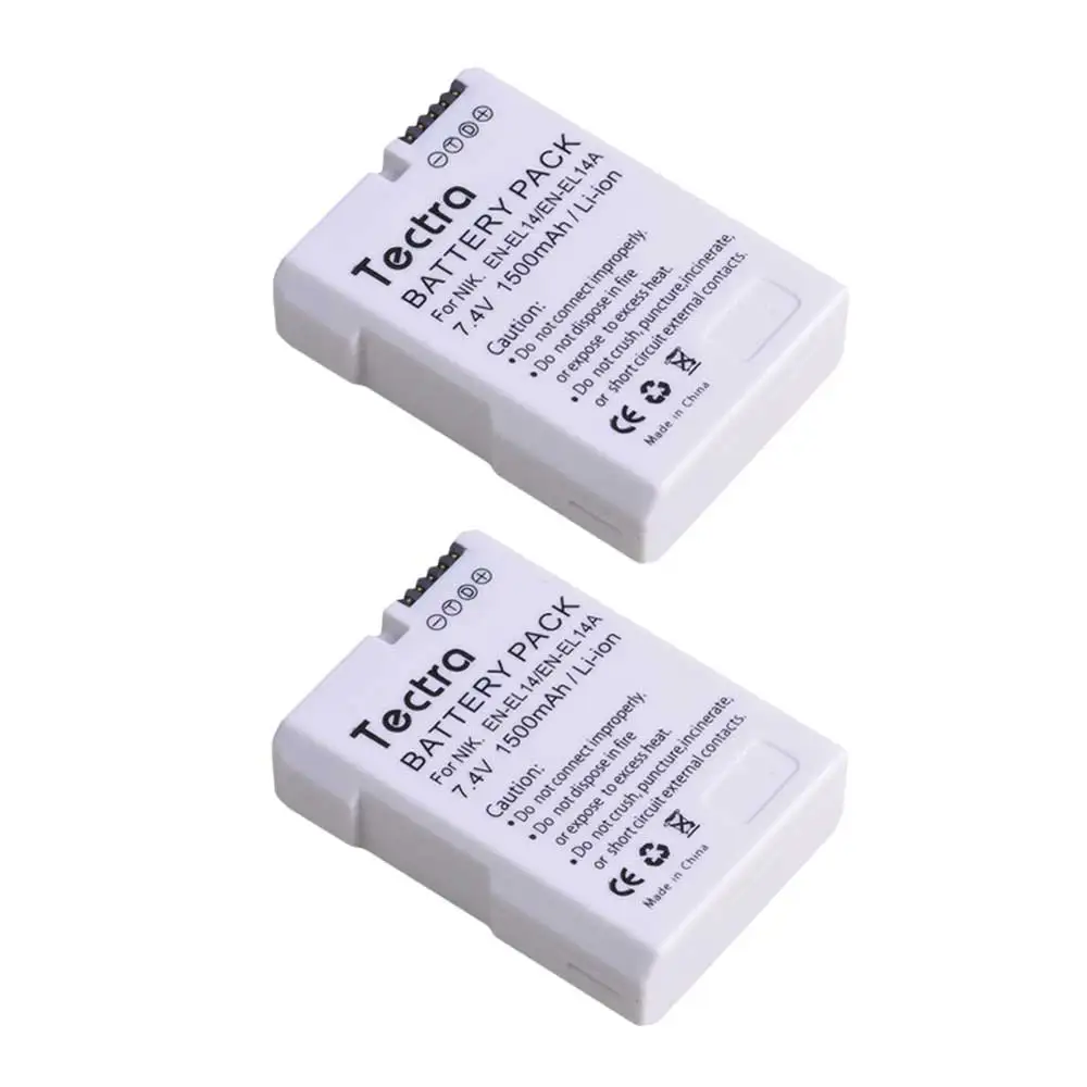 2 batteries 4 шт. 1500 мА/ч, EN-EL14A EN-EL14 ENEL14 Батарея для Nikon D3100 D3200 D3300 D3400 D3500 D5600 D5100 D5200 P7000 - Цвет: 2 batteries