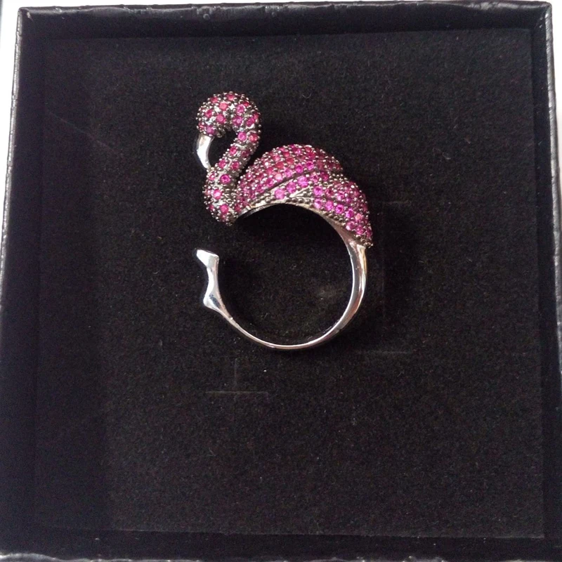 HIBRIDE вертушка кольцо Красный кубический циркон Фламинго регулируемые женские