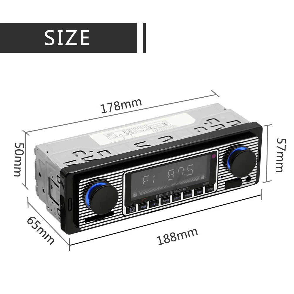 Bt винтажный MP3 плеер с радио стерео USB AUX классический автомобильный стереозвук U
