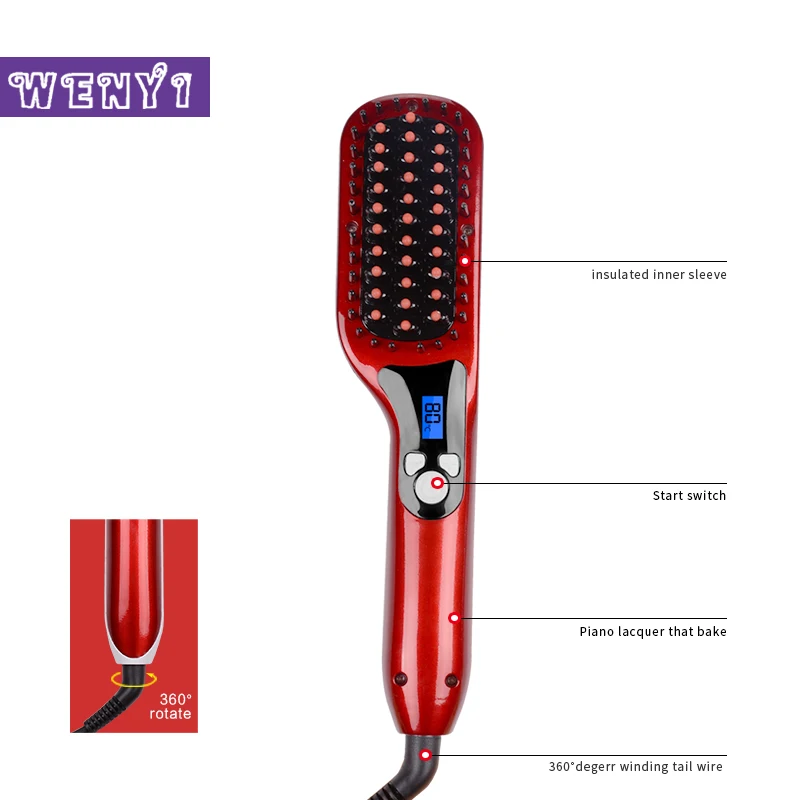 2019 LCD Temperature control Hair Brush Fast Straightener Comb hair Electric brush comb Irons Auto Straight brush|hair electric brush|straight