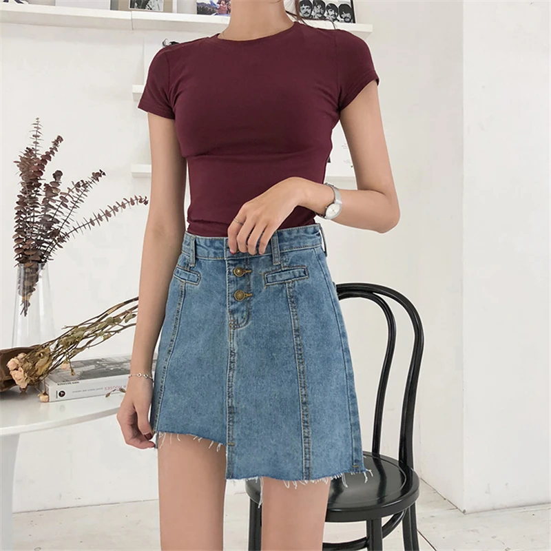 Hzirip Горячая джинсовая юбка для женщин 2018 Летняя короткая трапециевидной формы с