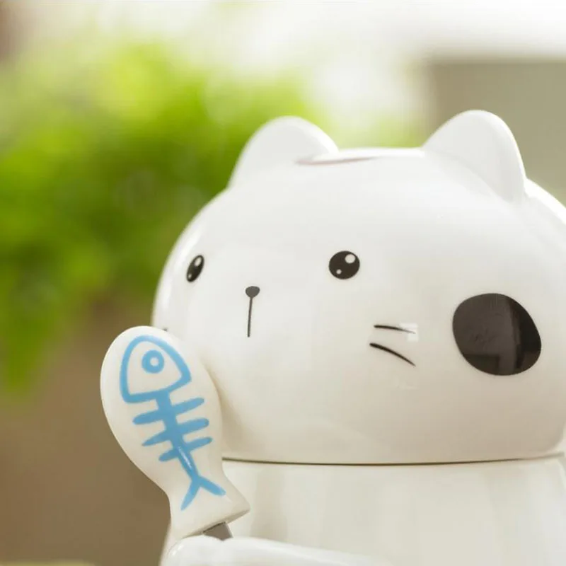 BAISPO керамическая Милая кружка с 3D крышкой ложка кофейная креативная чашка для