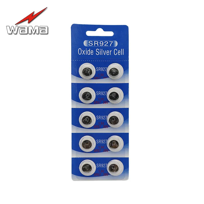 10 шт./упак. SR927 аккумулятора кнопочного типа 395/399,SR57 1,55 V-серебряные элементы питания батареи для мобильного часо