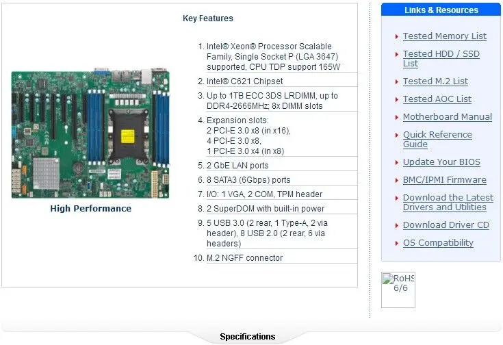 Подходит для наборов микросхем Supermicro одной серверной платы LGA3647 C621 | Компьютеры и