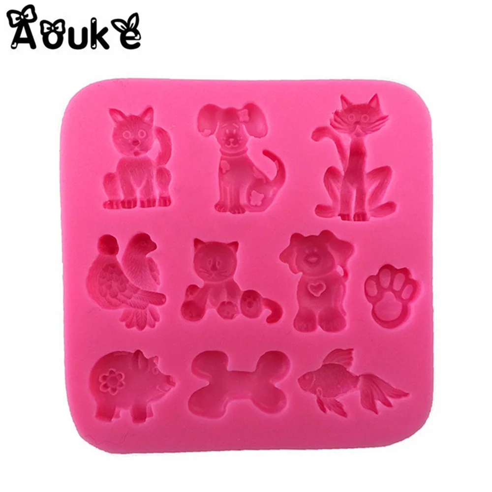 Силиконовая форма в виде мультяшных животных кошек костей формы для помадки и