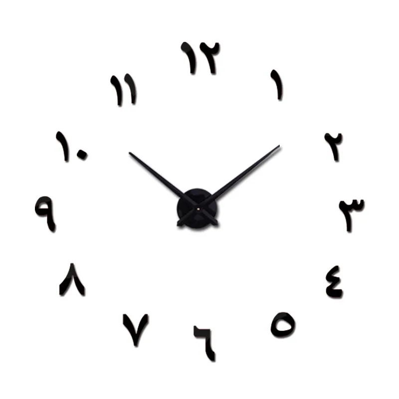Черный 2019New модные часы настенные часы Horloge 3d Diy акриловые зеркальные наклейки украшение дома гостиная кварцевые иглы - Цвет: Черный