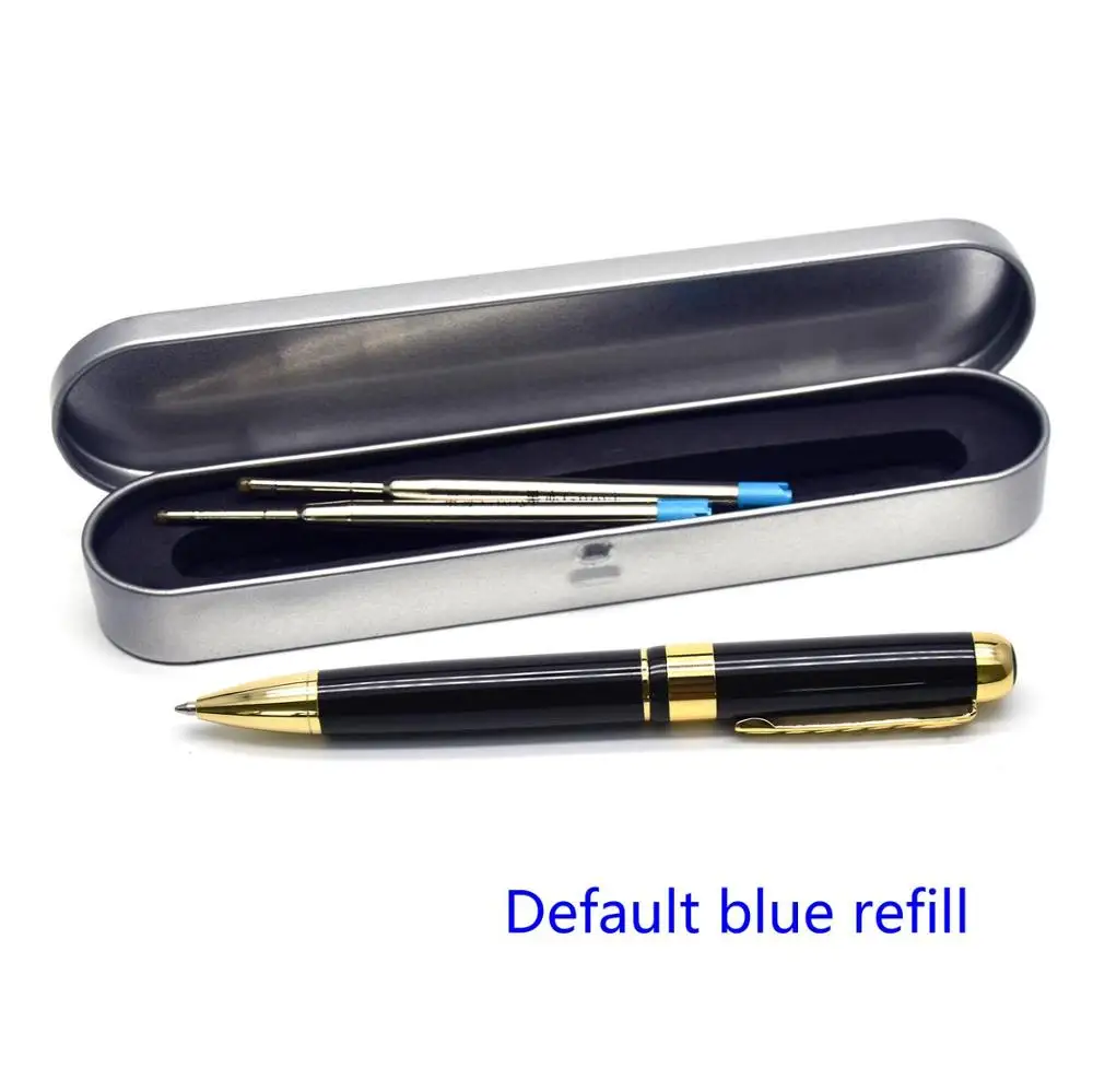 Black box-Blue ink Высококачественная металлическая шариковая ручка Guoyi A39. Обучающие канцелярские принадлежности для офиса и школы, Подарочная роскошная ручка и бизнес-ручка для отелей, сменная ручка - Цвет: Black box-Blue ink