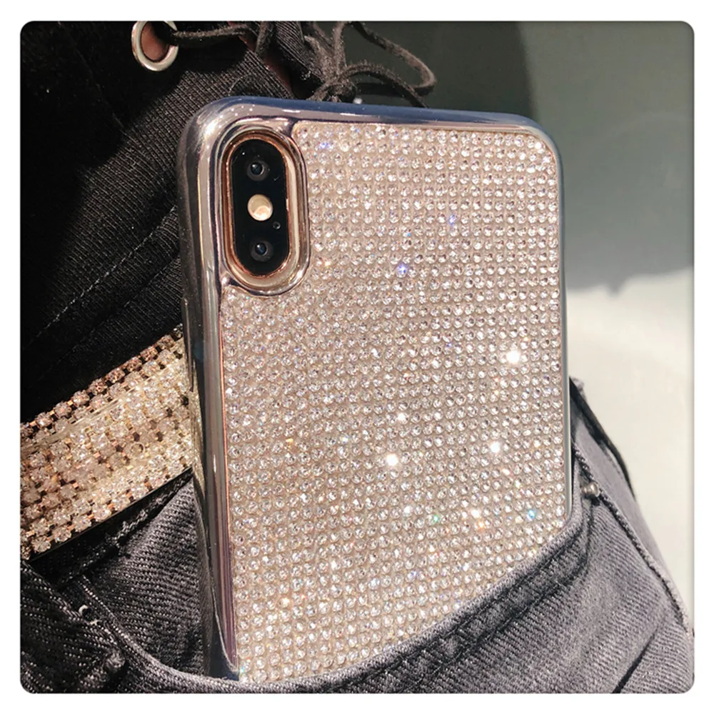 Роскошный полный алмазов чехол для iPhone 8 7 плюс Чехлы мягкие силиконовые крышка X Xs