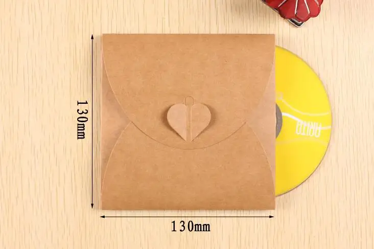 20 шт. коричневый CD оберточный бумажный пакет Творческий сердце DVD крафтовый